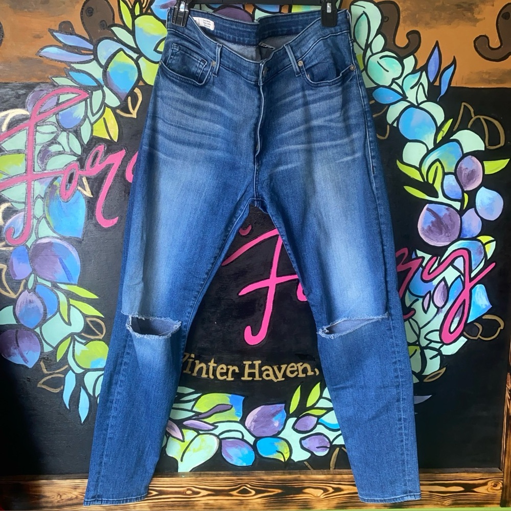 True Religion Jennie Curvy Skinny Jeans Distressed Blue, Y2K Streetwear Size 34